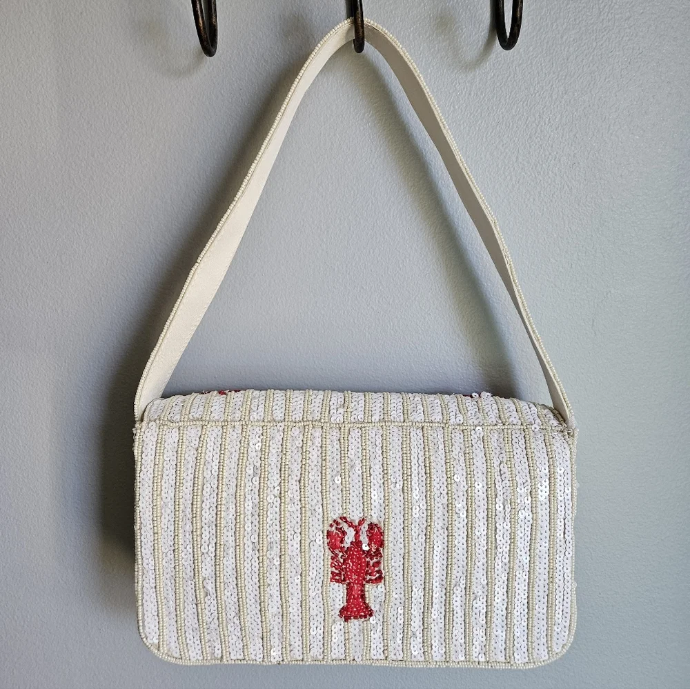 Viral Handcrafted in India Beaded Lobster Shoulder Bag 🦞 NWT - Picture 2 of 9